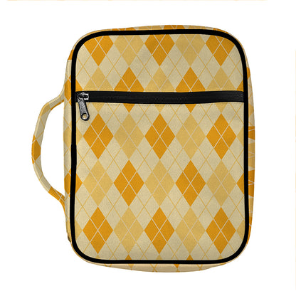 Orange Argyle Pattern Print Front Pocket Bible Bag
