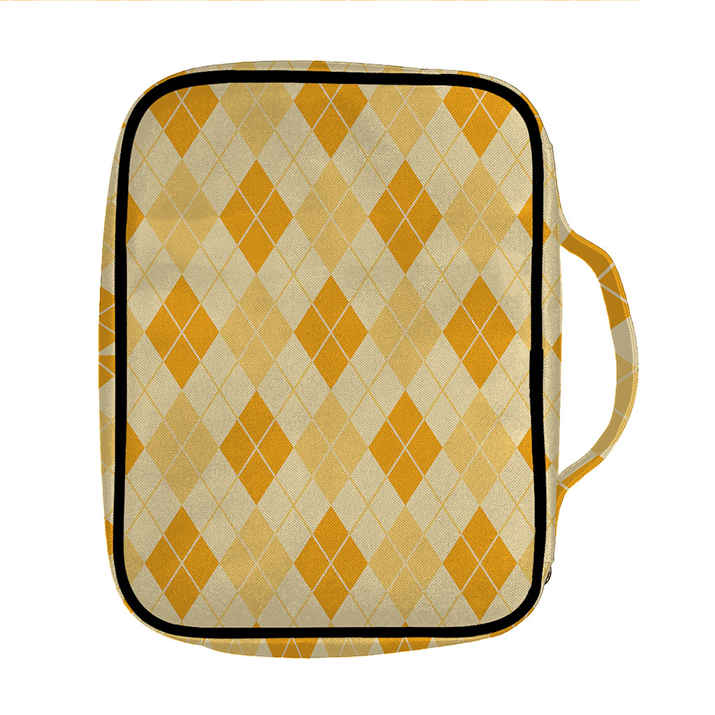 Orange Argyle Pattern Print Front Pocket Bible Bag