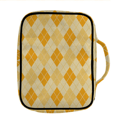 Orange Argyle Pattern Print Front Pocket Bible Bag