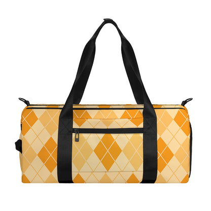 Orange Argyle Pattern Print Gym Bag