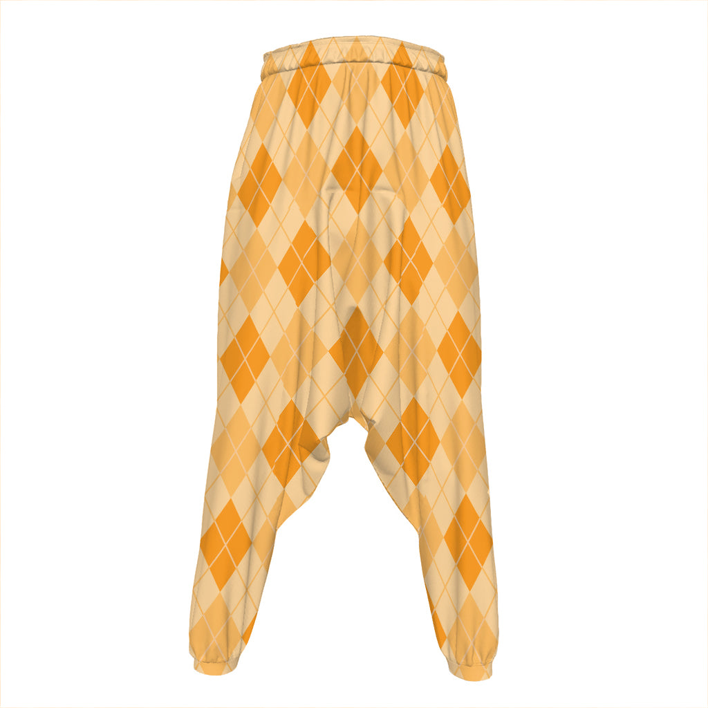 Orange Argyle Pattern Print Hammer Pants
