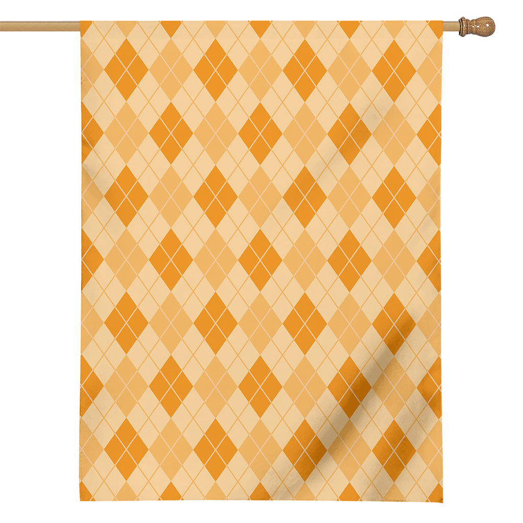 Orange Argyle Pattern Print House Flag