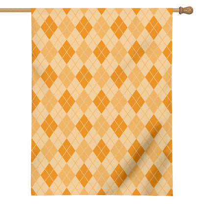 Orange Argyle Pattern Print House Flag
