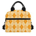 Orange Argyle Pattern Print Insulated Lunch Bag