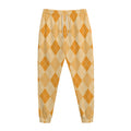 Orange Argyle Pattern Print Jogger Pants