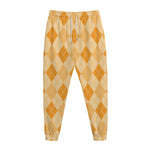 Orange Argyle Pattern Print Jogger Pants