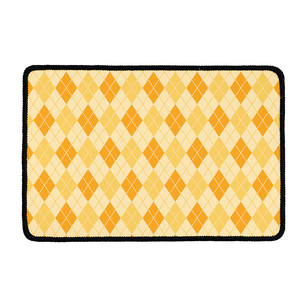 Orange Argyle Pattern Print Kitchen Mat
