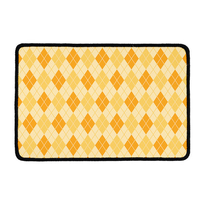 Orange Argyle Pattern Print Kitchen Mat