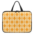 Orange Argyle Pattern Print Laptop Sleeve With Handle
