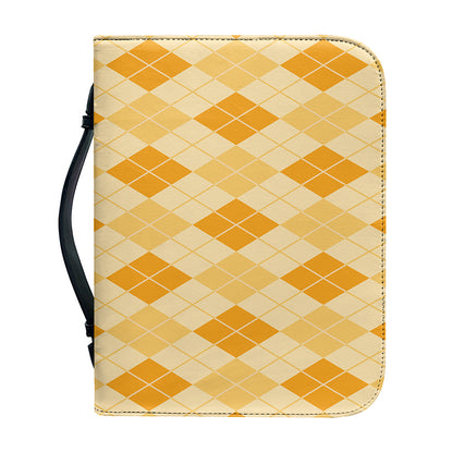 Orange Argyle Pattern Print Leather Bible Cover