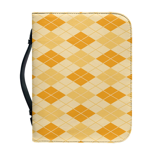 Orange Argyle Pattern Print Leather Bible Cover
