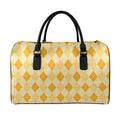 Orange Argyle Pattern Print Leather Duffel Bag