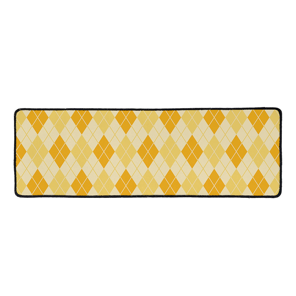 Orange Argyle Pattern Print Long Kitchen Mat