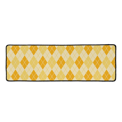 Orange Argyle Pattern Print Long Kitchen Mat