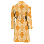 Orange Argyle Pattern Print Men's Bathrobe