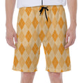 Orange Argyle Pattern Print Men's Beach Shorts
