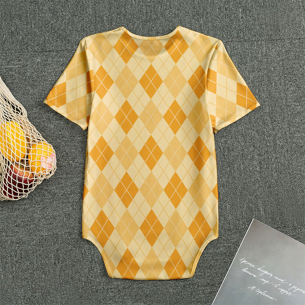 Orange Argyle Pattern Print Men's Bodysuit