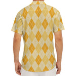 Orange Argyle Pattern Print Men's Deep V-Neck Shirt