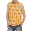 Orange Argyle Pattern Print Men's Fitness Tank Top