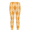 Orange Argyle Pattern Print Men's Leggings