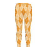 Orange Argyle Pattern Print Men's leggings