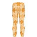 Orange Argyle Pattern Print Men's leggings