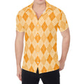 Orange Argyle Pattern Print Men's Shirt