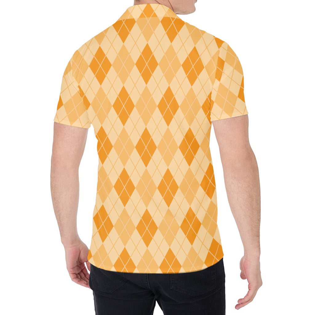 Orange Argyle Pattern Print Men's Shirt