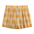 Orange Argyle Pattern Print Mesh Shorts