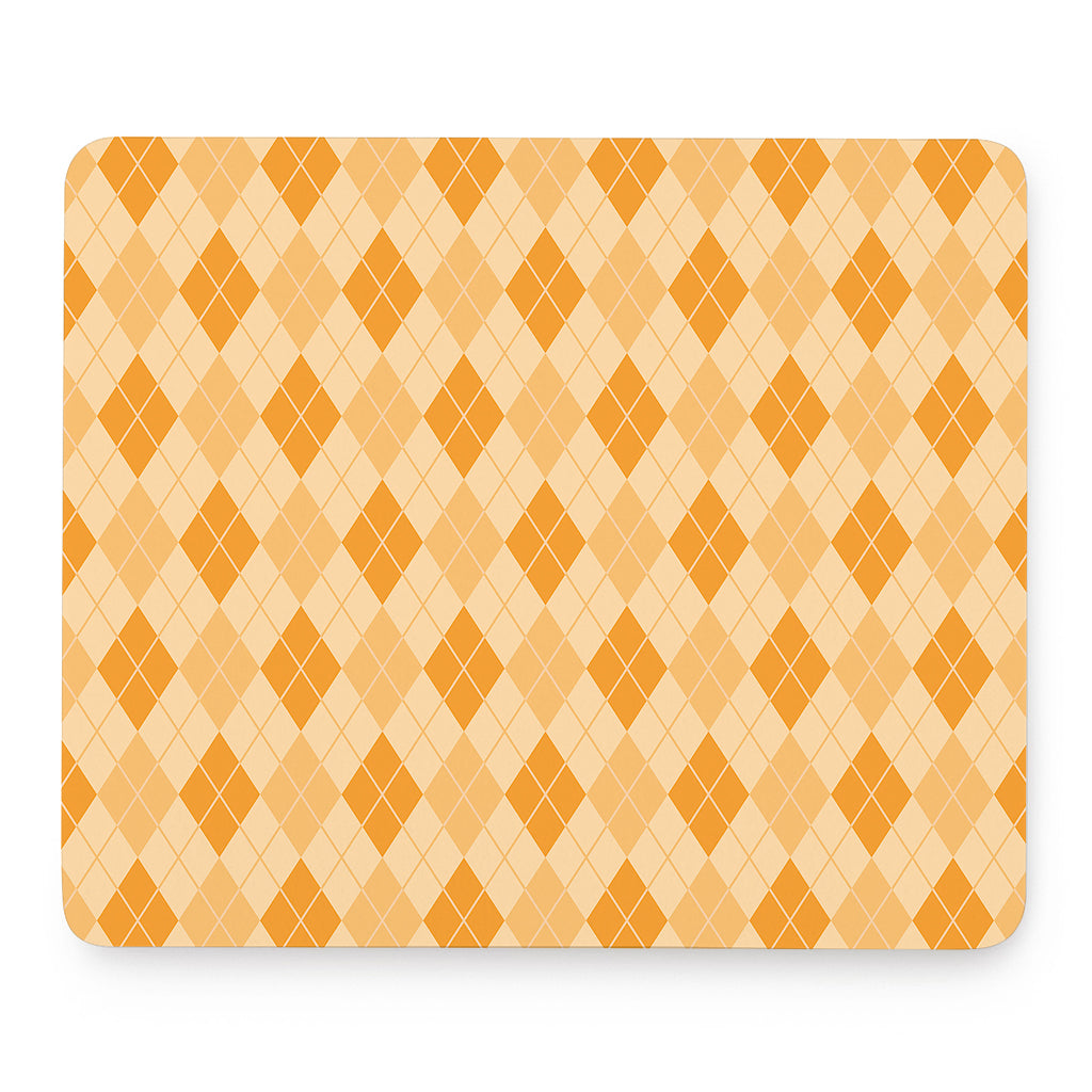 Orange Argyle Pattern Print Mouse Pad