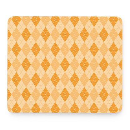 Orange Argyle Pattern Print Mouse Pad