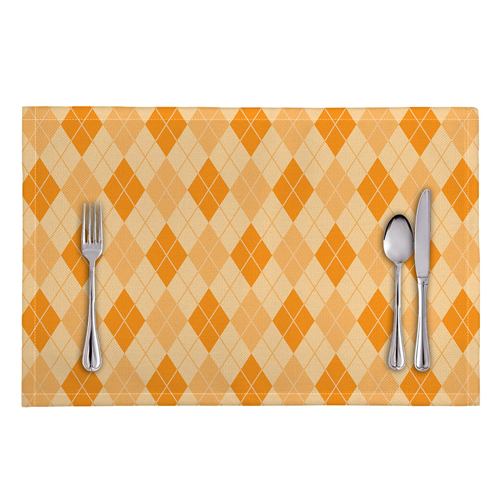 Orange Argyle Pattern Print Placemat