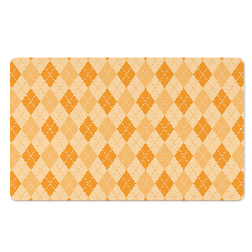 Orange Argyle Pattern Print Polyester Doormat