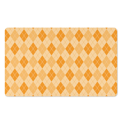 Orange Argyle Pattern Print Polyester Doormat
