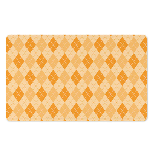 Orange Argyle Pattern Print Polyester Doormat