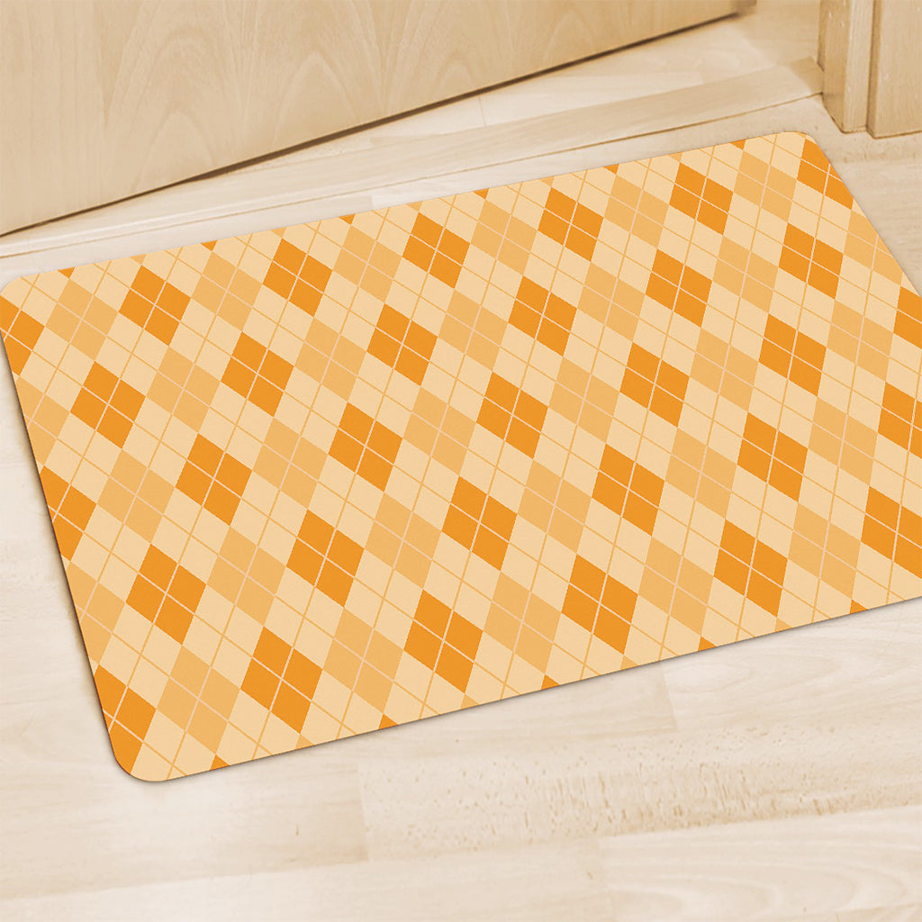 Orange Argyle Pattern Print Polyester Doormat