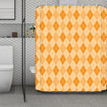 Orange Argyle Pattern Print Polyester Shower Curtain