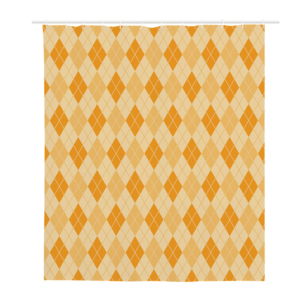 Orange Argyle Pattern Print Polyester Shower Curtain