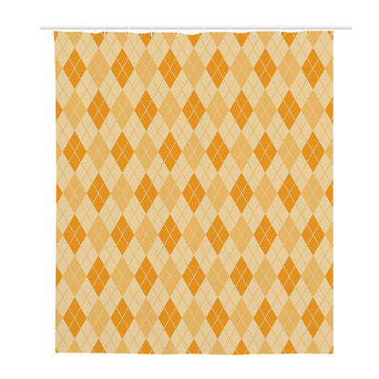 Orange Argyle Pattern Print Polyester Shower Curtain
