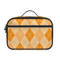 Orange Argyle Pattern Print Portable Lunch Bag
