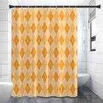 Orange Argyle Pattern Print Premium Shower Curtain