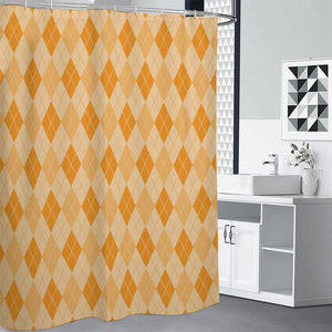 Orange Argyle Pattern Print Premium Shower Curtain