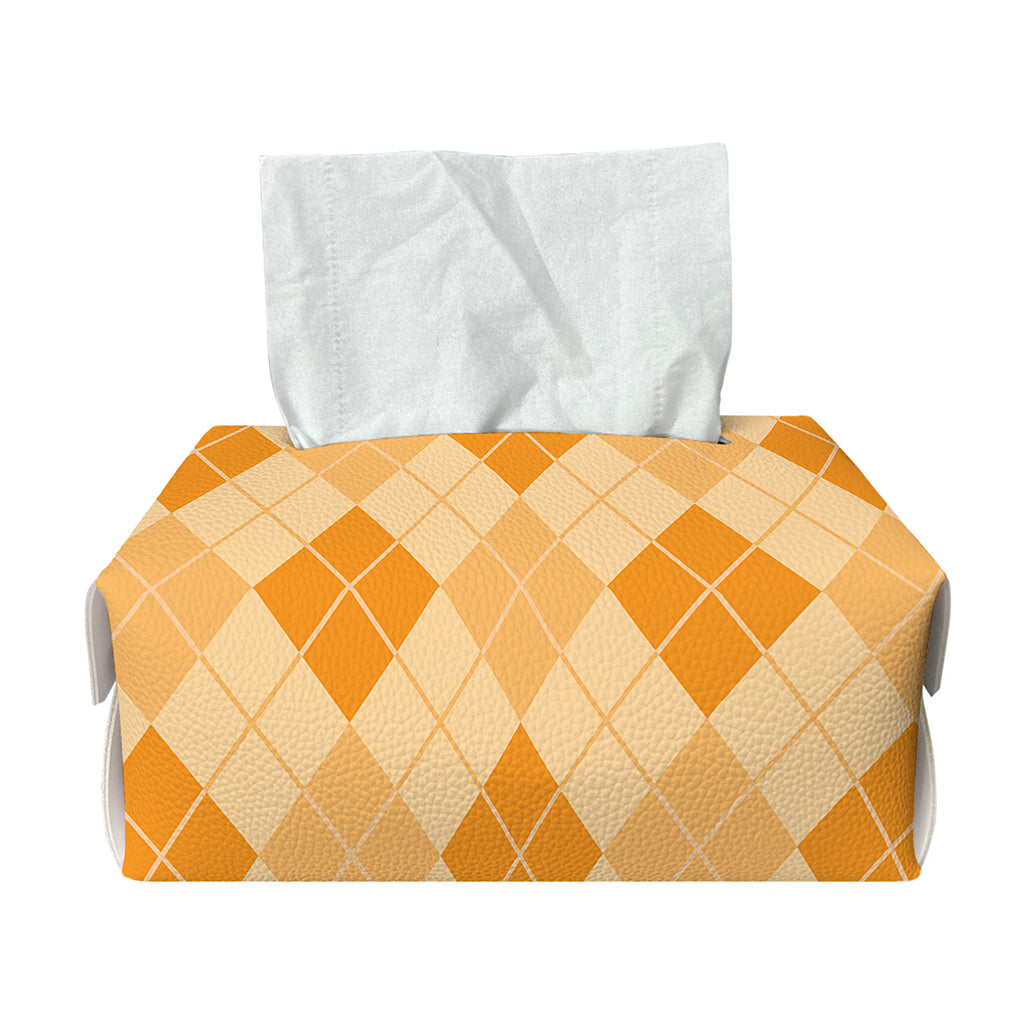 Orange Argyle Pattern Print Rectangle Tissue Box Cover