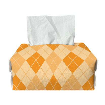 Orange Argyle Pattern Print Rectangle Tissue Box Cover