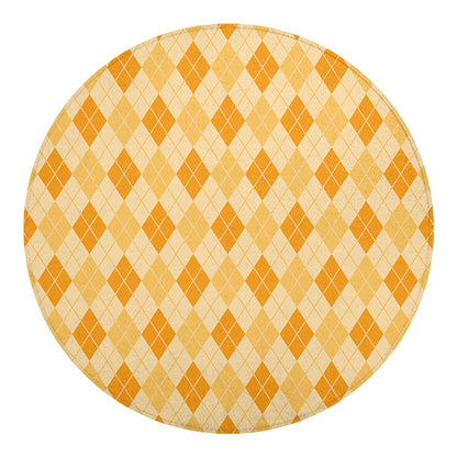 Orange Argyle Pattern Print Round Blanket