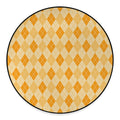 Orange Argyle Pattern Print Round Floor Mat