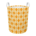 Orange Argyle Pattern Print Round Laundry Basket
