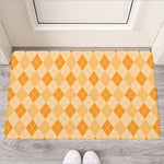 Orange Argyle Pattern Print Rubber Doormat