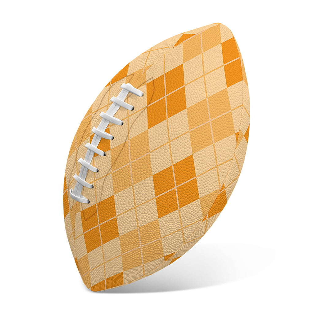 Orange Argyle Pattern Print Rugby Ball
