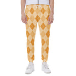 Orange Argyle Pattern Print Scuba Joggers